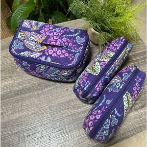 Vera Bradley Travel Cosmetic Cases bundle of three